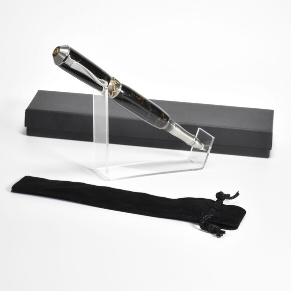 Broadwell Nouveau Sceptre Antique Pewter & Trustone Rollerball Pen w/ Box & Bag - Picture 1 of 8